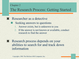 Chapter 2 The Research Process: Getting Started