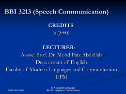 BBI 3213 (Speech Communication)