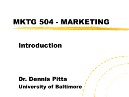 phmy 529 - marketing - University of Baltimore Home Page web