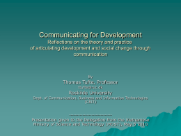 Communicating for Development Reflections on the theory and