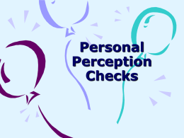 Interpersonal Perception Checks