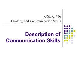 Description of Thinking and Communication Skills