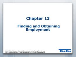Chapter 13 Finding and Obtaining Employment