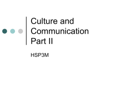 Communication and Culture Part II - Hale
