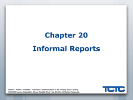Chapter 20 Informal Reports