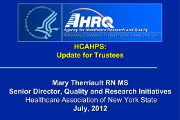 AHRQ Slide Template 2004 - Healthcare Trustees of New York State