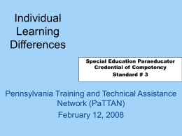 Individual Learning Differences
