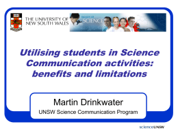 Utilising students in Science Communication activities: benefits and