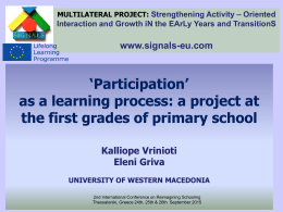 as a learning process: a project at the first grades of primary school