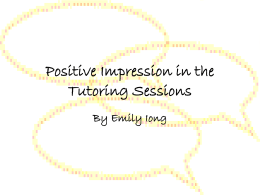Positive Impression in the First Few Tutoring