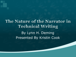 The Nature of the Narrator in Technical Writing