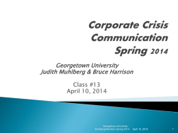 Crisis Class 13 – April 10, 2014