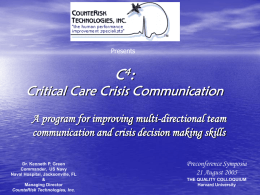 Critical Care Communication (C3) Training