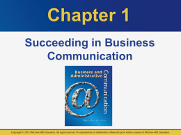 Chapter 1 Succeeding in Business Communication