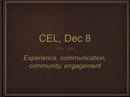Experience, communication, community, engagement
