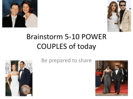 Brainstorm 5-10 POWER COUPLES of today