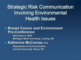 What is Risk? - Breast Cancer & the Environment Research Centers