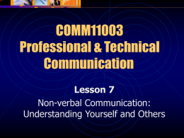 Lecture 7 - Non-verbal Communication