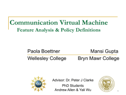 Communication Virtual Machine Feature Analysis & Policy Definitions