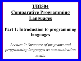 2. Comparative Programming Languages I