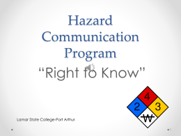 Hazard Communication Program - Lamar State College