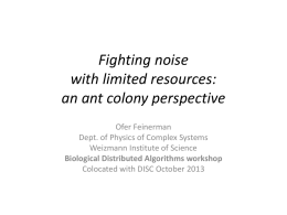 Fighting noise with limited resources: an ant colony perspective