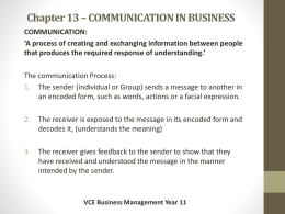Chapter 13 – COMMUNICATION IN BUSINESS COMMUNICATION