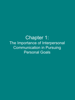 Chapter 1: The Importance of Interpersonal