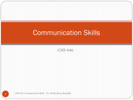 CHS 446 Communication Skills - KSU Faculty Member websites