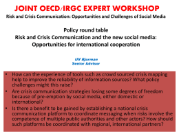 JOINT OECD/IRGC EXPERT WORKSHOP Risk and Crisis