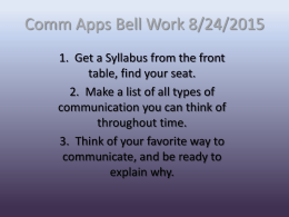 Comm Apps Bell Work 8/24/2015