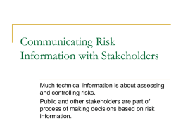 Communicating Risk Information to Stakeholders