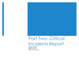 Part Two: Critical Incidents Report - Jade Lovett`s E