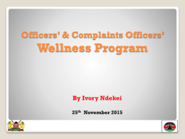 Complaints Officers Wellness Program