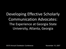 Developing Effective Scholarly Communication Advocates