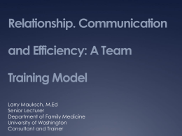 Team Training Model - Larry Mauksch - PCMH e