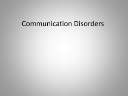Communication Disorders - MyPortfolio
