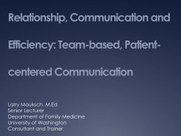 Team-Based Patient-Centered Communication - PCMH e