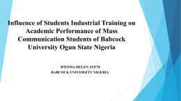 Influence of Students Industrial Training on Academic Performance