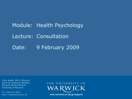 Module: Health Psychology Lecture: Personal Medicine Tutorial