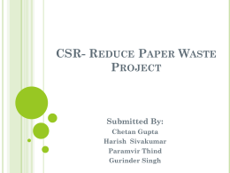 CSR- Reduce Paper Waste Project
