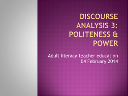 Discourse analysis power and politeness