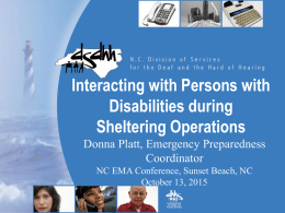 Shelter NCEMA Conference Sunset Beach, NC October 13, 2015