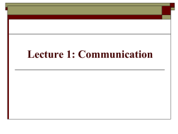 Lecture 1: Communication