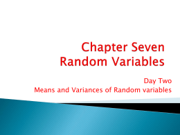 Chapter Seven Random Variables