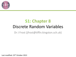 S1 - Chapter 8 - Discrete Random Variables