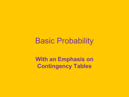 Basic Probability & Contingency Tables
