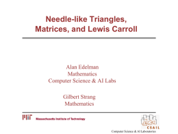 Needle-Like Triangles, Matrices, and Lewis Carroll