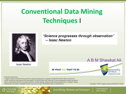 Conventional Data Mining Techniques I