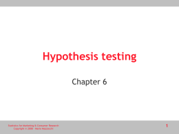 Hypothesis testing - Statistics for Marketing & Consumer Research